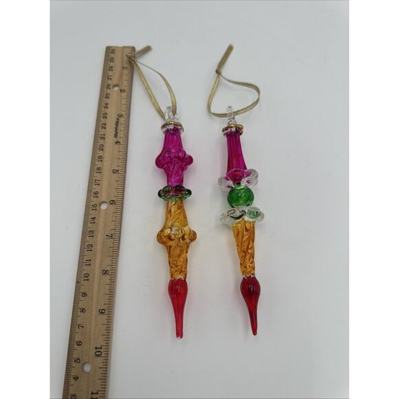 2 Egyptian Hand Blown Art Glass Holiday Ornaments Christmas - Picture 2 of 4